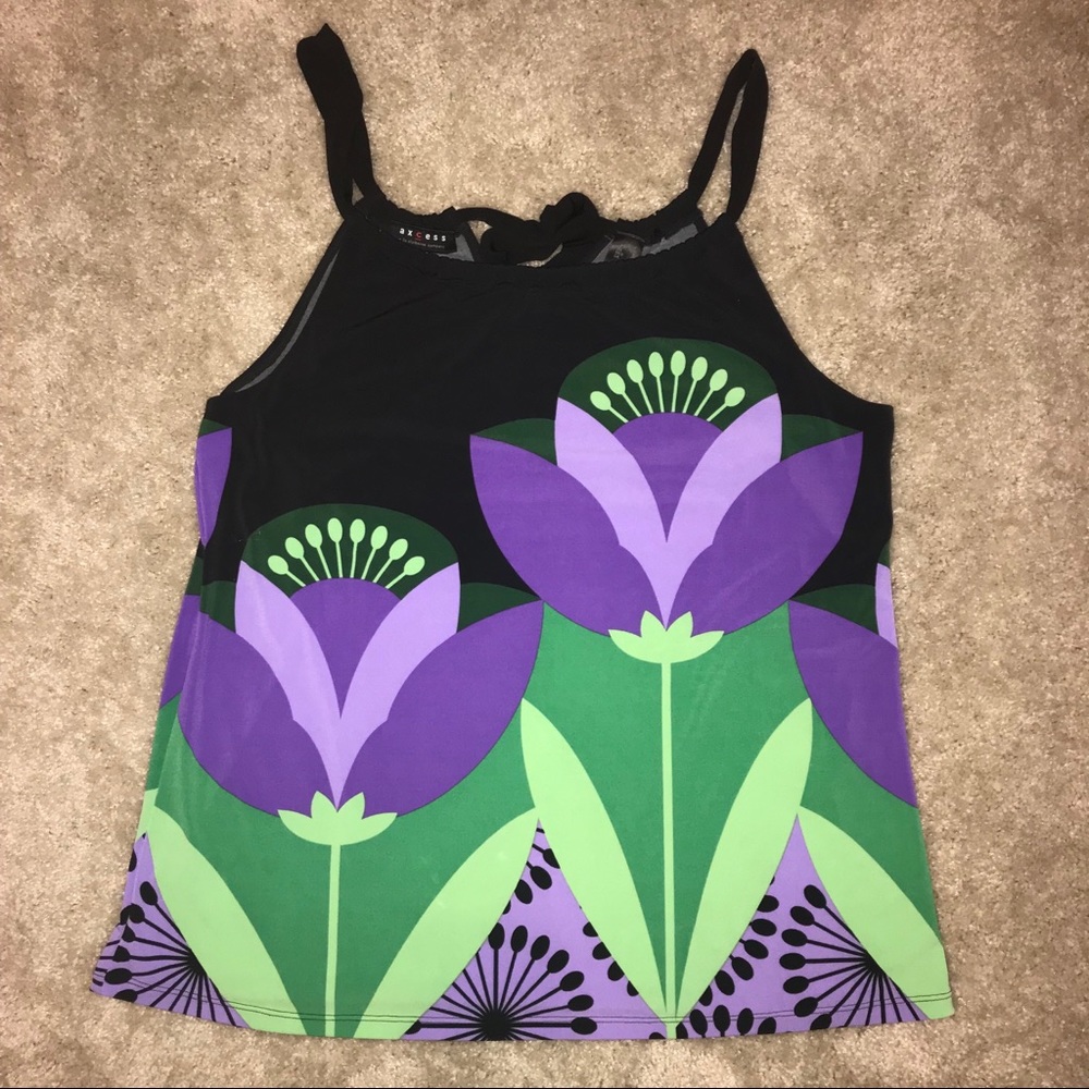 Purple Floral Tank w/ adjustable straps